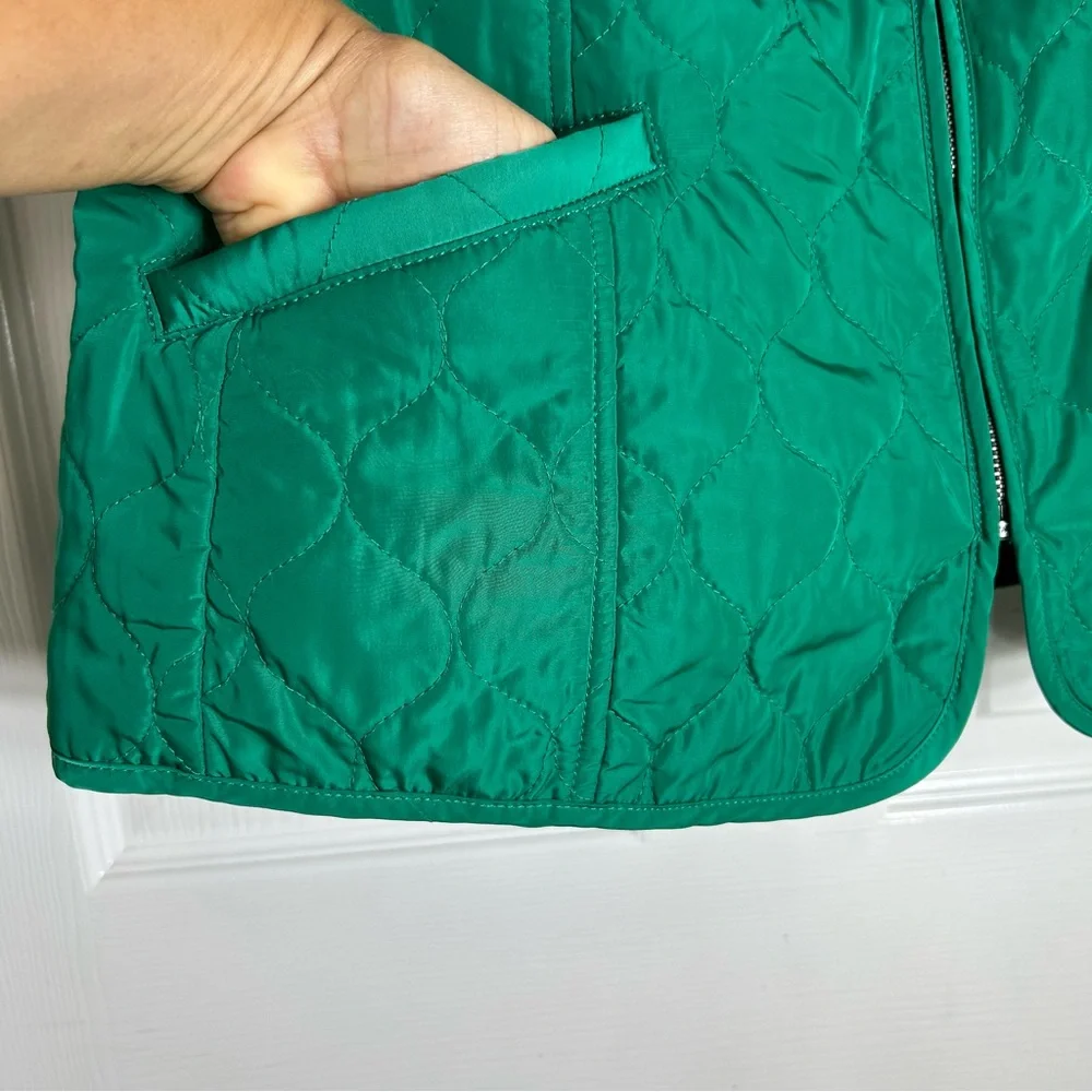 Talbots 2013  Y2K Green Quilted Full Zipper Pockets Classic Vest M‎